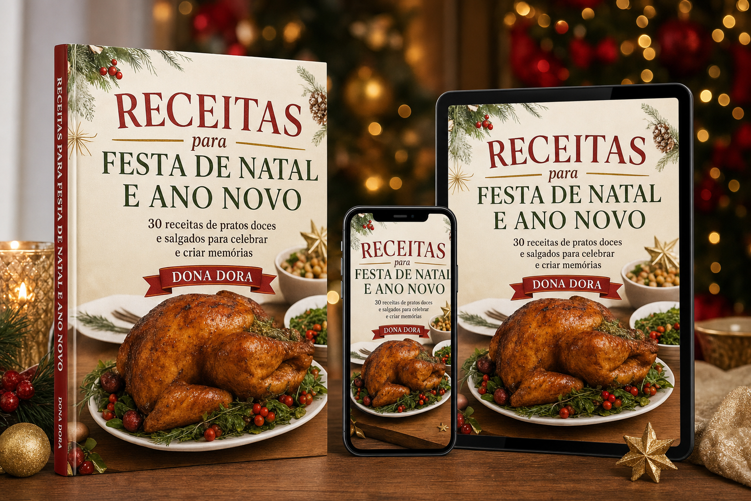 Mockup de Receitas para Festa de Natal e Ano Novo